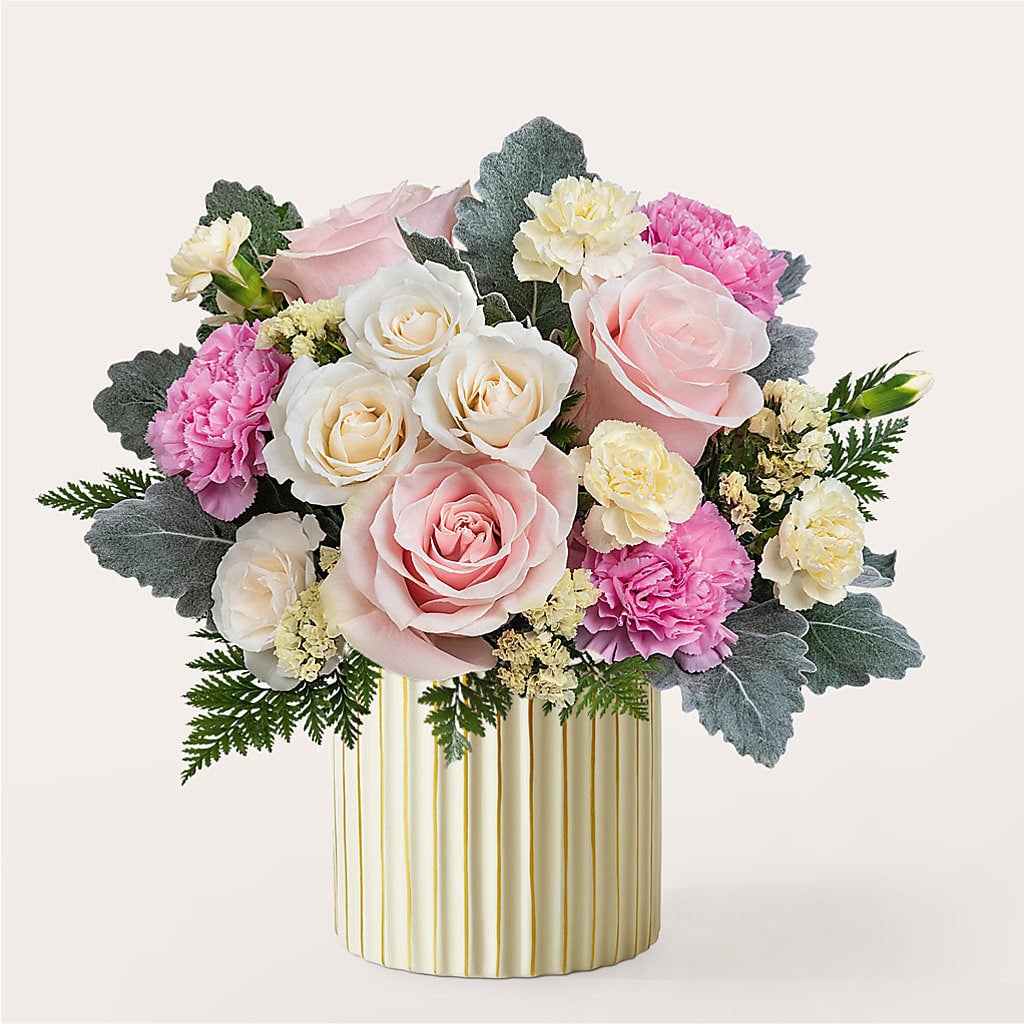 Blissful Moments Bouquet with Ivory Vase – The Flower Station, Paris TN