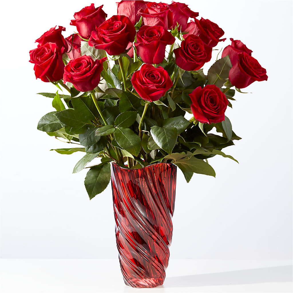 Classic Love Red Rose Bouquet with Luxe Swirl Vase – The Flower Station, Paris TN