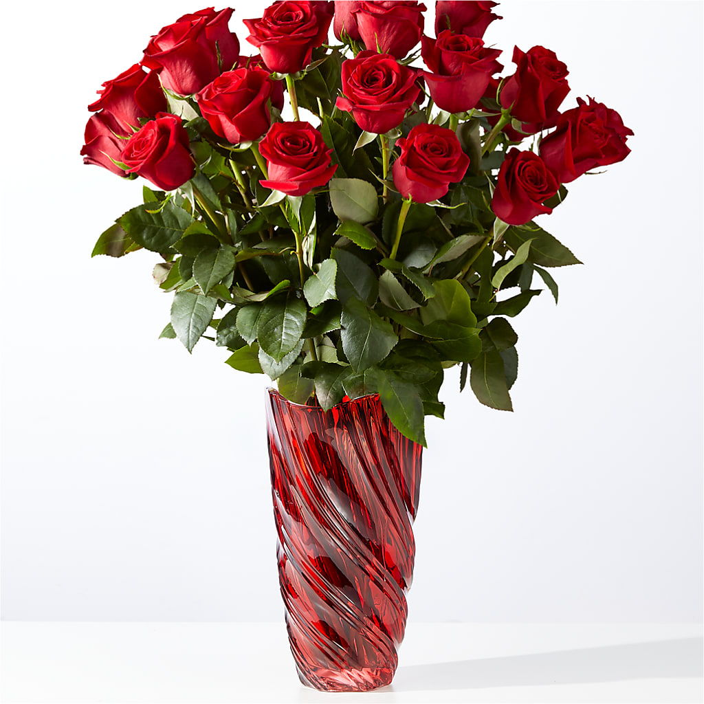 Classic Love Red Rose Bouquet with Luxe Swirl Vase – The Flower Station, Paris TN