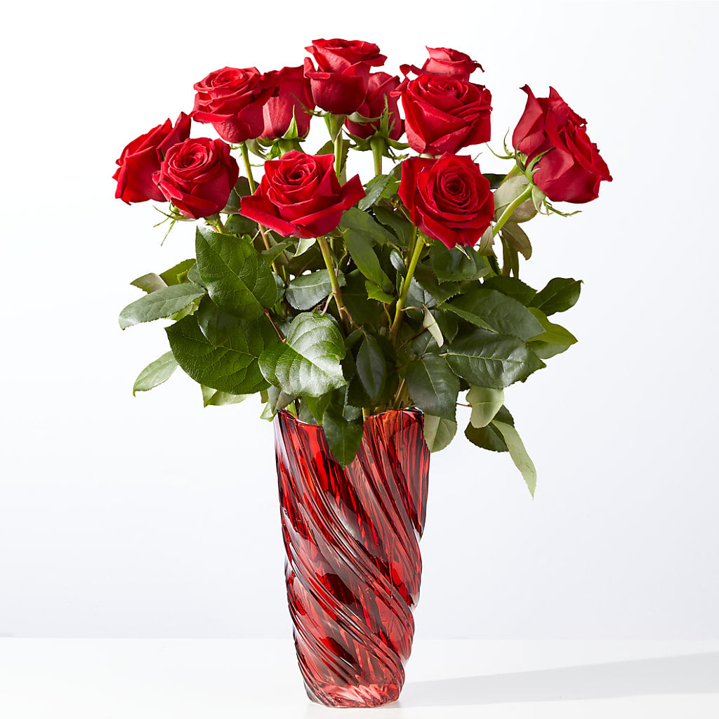 Classic Love Red Rose Bouquet with Luxe Swirl Vase – The Flower Station, Paris TN