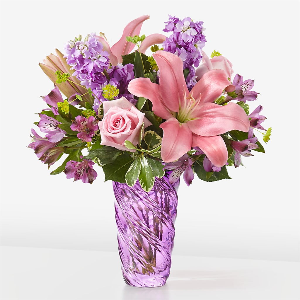 Precious Petals Bouquet with Luxe Swirl Vase – The Flower Station, Paris TN